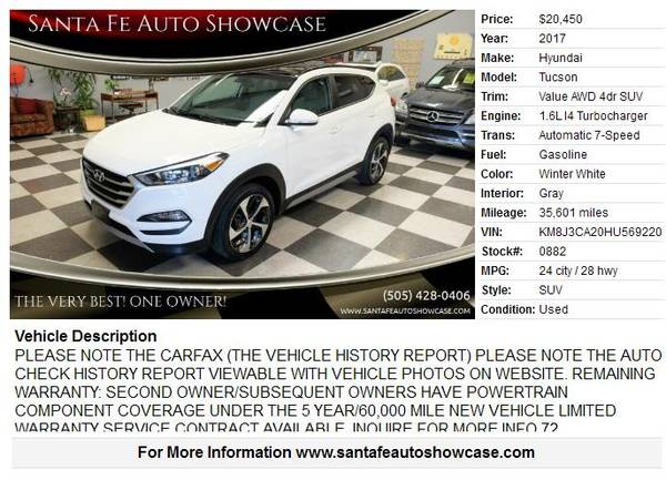 ★2017 Hyundai Tucson Value AWD 4dr SUV 35601 Miles★ - cars & trucks... for sale in Santa Fe, NM – photo 2