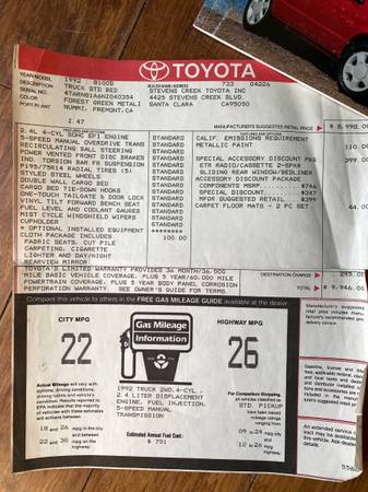 1992 Toyota Pickup 1/2 TON SHORT WHEELBASE - cars & trucks - by... for sale in Salinas, CA – photo 22