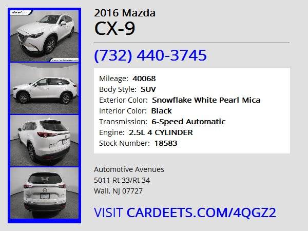 2016 Mazda CX-9, Snowflake White Pearl Mica for sale in Wall, NJ – photo 22