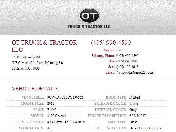 2012 Dodge RAM 3500 4wd Crew Cab 9ft Flatbed Tommy Lift Gate 6.7L Dsl for sale in Oklahoma City, OK – photo 24