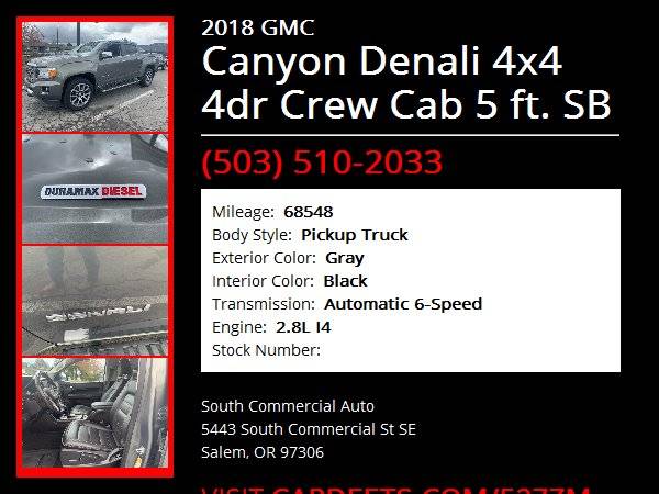2018 GMC CANYON DENALI CREW CAB DURAMAX DIESEL - - by for sale in Salem, OR – photo 13