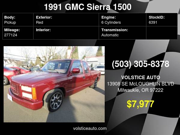 1991 GMC 1500 EXCAB RED 1 OWNER 4 3 V6 MANUAL RARE FIND ! - cars for sale in Milwaukie, OR