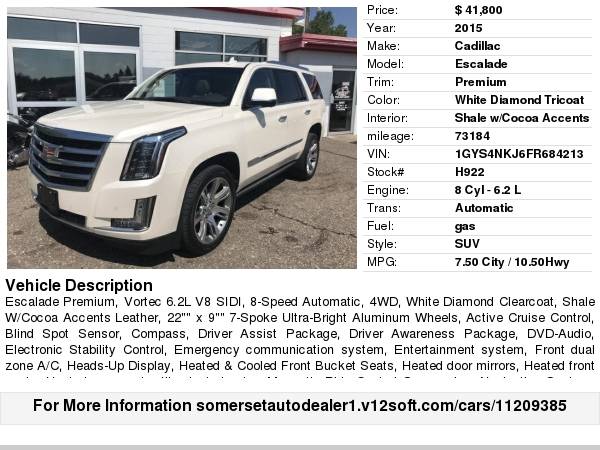 2015 CADILLAC ESCALADE PREMIUM GUARANTEED CREDIT APPROVAL for sale in Somerset, WI – photo 24