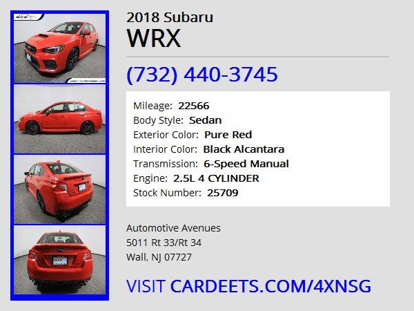 2018 Subaru WRX, Pure Red - cars & trucks - by dealer - vehicle... for sale in Wall, NJ – photo 22