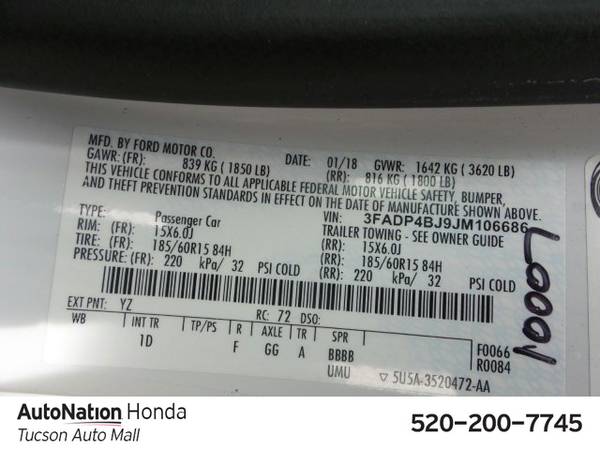 2018 Ford Fiesta SE SKU:JM106686 Sedan for sale in Tucson, AZ – photo 24