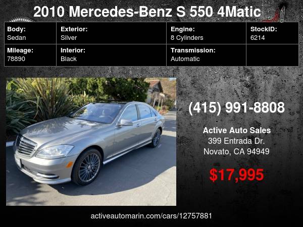 2010 Mercedes S 550 4MATIC, Luxury Ride! Low Miles! Two Owner! SALE! for sale in Novato, CA – photo 18