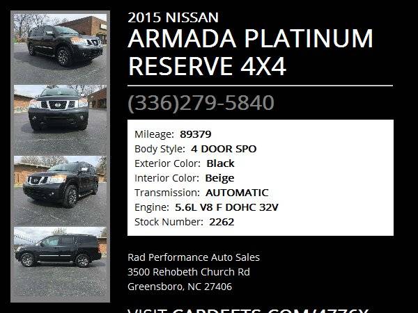 2015 NISSAN ARMADA PLATINUM RESERVE 4X4 - - by dealer for sale in Greensboro, NC – photo 22