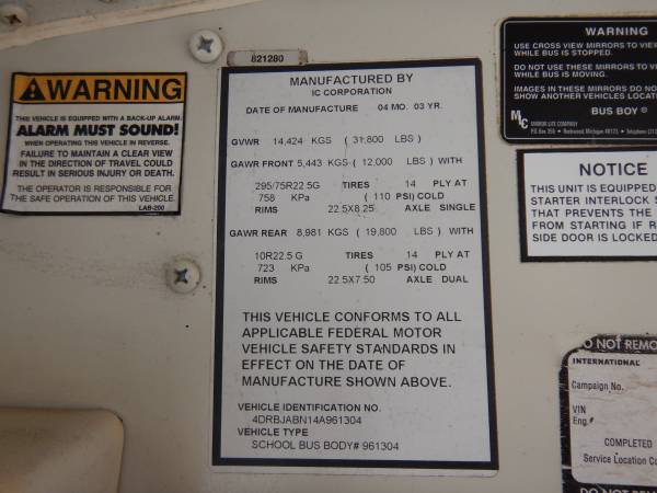 2004 IC International School Bus T444e Automatic Air Brakes #24 for sale in Ruckersville, VA – photo 21