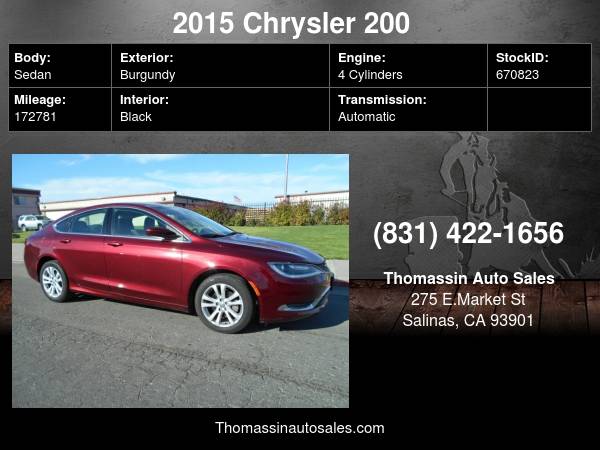 2015 Chrysler 200 4dr Sdn Limited FWD - cars & trucks - by dealer -... for sale in Salinas, CA