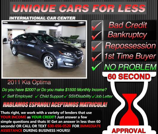 2011 Kia Optima * Bad Credit ? * W/ $1500 Monthly Income OR $200 DOWN for sale in Lombard, IL