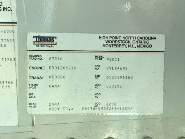 2001 Thomas Saf-t-liner CAT 3126 Allison AT 145k Air Brakes 425 for sale in Ruckersville, VA – photo 9