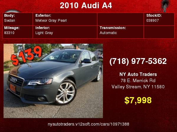 2010 Audi A4 4dr Sdn Auto quattro 20T Premium Plus for sale in Valley Stream, NY – photo 24