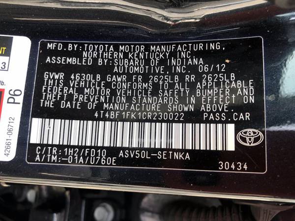 2012 Toyota Camry L SKU: CR230022 Sedan - - by dealer for sale in Austin, TX – photo 22