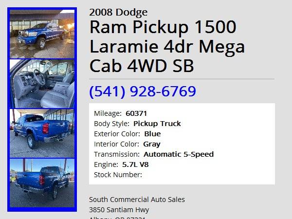 2008 Dodge Ram Pickup 1500 Laramie Mega Cab 4x4 Shortbed for sale in Albany, OR – photo 8
