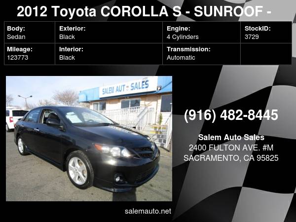 2012 Toyota Corolla - SUNROOF - RELIABLE CAR - RECENTLY SMOGGED -... for sale in Sacramento , CA – photo 18
