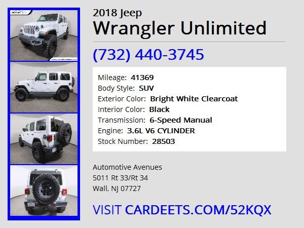 2018 Jeep Wrangler Unlimited, Bright White Clearcoat for sale in Wall, NJ – photo 22