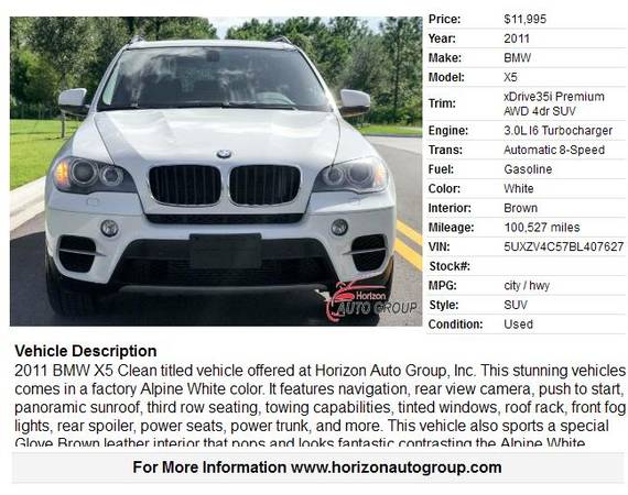 2011 BMW X5 xDrive35 - - NO Accidents/Damage!! -- - Third Row Seating! for sale in Orlando, FL – photo 2
