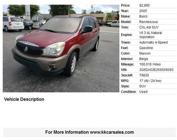 2005 Buick Rendezvous CXL 4dr SUV 166616 Miles - cars & trucks - by... for sale in Lake Worth, FL – photo 2