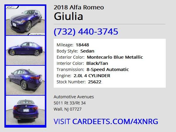 2018 Alfa Romeo Giulia, Montecarlo Blue Metallic - cars & trucks -... for sale in Wall, NJ – photo 22