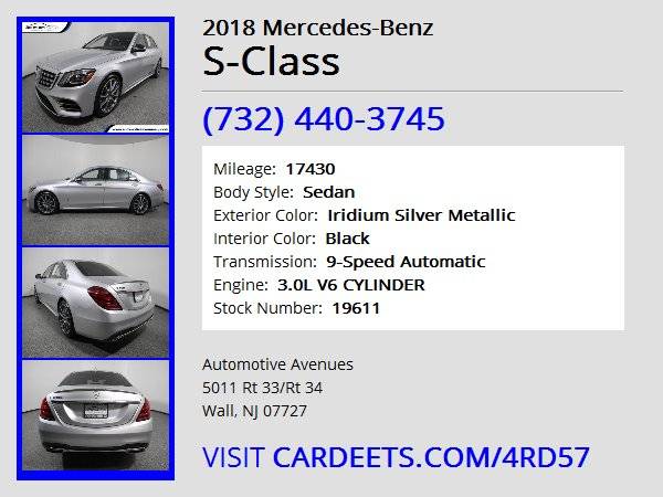 2018 Mercedes-Benz S-Class, Iridium Silver Metallic for sale in Wall, NJ – photo 22
