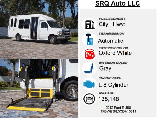 2012 Ford E-350 12 Passenger Shuttle Bus Wheelchair Conversion -... for sale in Bradenton, FL – photo 11