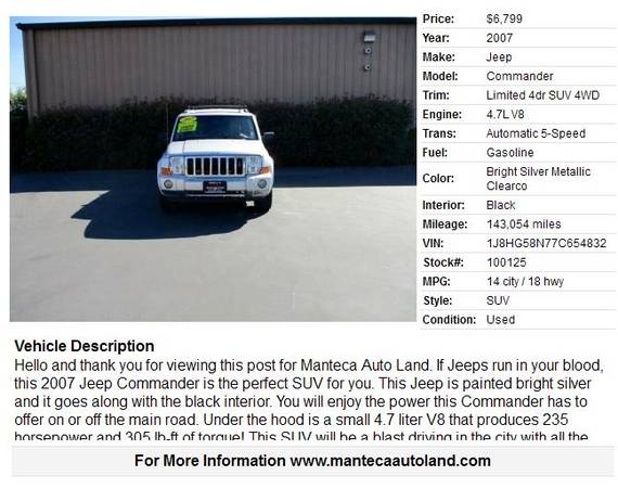 2006 JEEP GRAND CHEROKEE LIMITED 4x4 for sale in Manteca, CA – photo 20