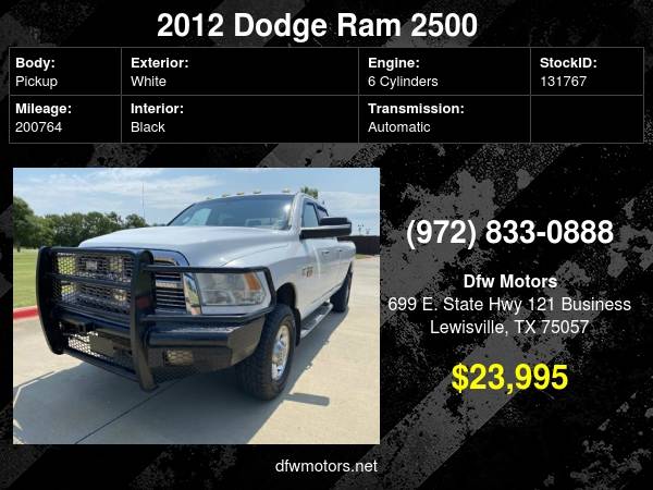 2012 Dodge Ram 2500 SLT Big Horn 4WD CrewCab Diesel - cars & trucks... for sale in Lewisville, TX – photo 24