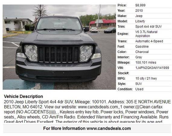 2010 Jeep Liberty Sport 4x4 4dr SUV - - by dealer for sale in Kansas City, MO – photo 2