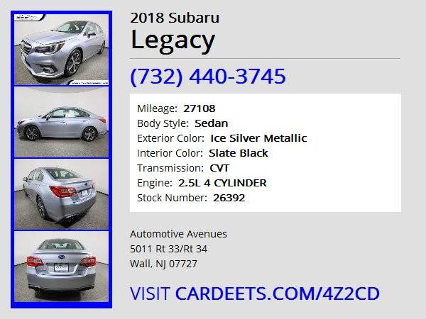 2018 Subaru Legacy, Ice Silver Metallic - cars & trucks - by dealer... for sale in Wall, NJ – photo 22