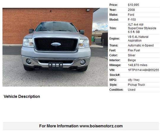 2008 Ford F-150 XLT ~~~ 4dr SuperCrew ~~~~~~ 6.5 ft - cars & trucks... for sale in Boise, ID – photo 2