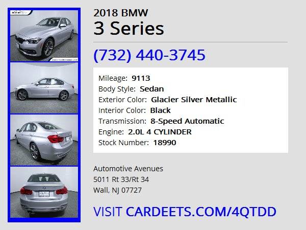 2018 BMW 3 Series, Glacier Silver Metallic for sale in Wall, NJ – photo 22