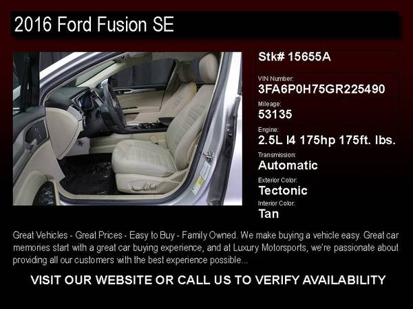 15655A - 2016 Ford Fusion SE Only 53k Miles! CALL NOW 16 sedan for sale in Other, AZ – photo 2