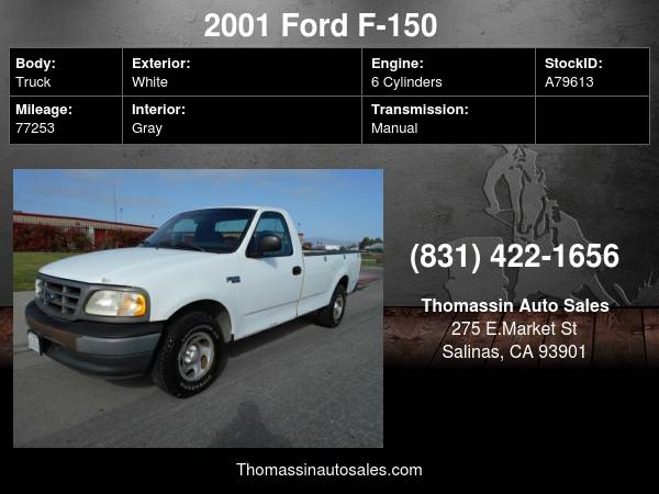 2001 Ford F-150 Reg Cab 120 XL - - by dealer for sale in Salinas, CA