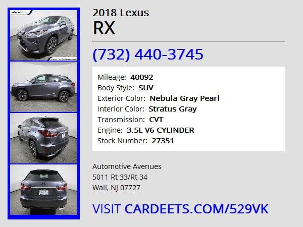 2018 Lexus RX, Nebula Gray Pearl - - by dealer for sale in Wall, NJ – photo 22