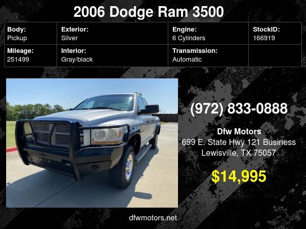 2006 Dodge Ram 3500 4WD Laramie 5.9 Diesel - cars & trucks - by... for sale in Lewisville, TX – photo 24