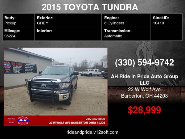 2015 TOYOTA TUNDRA SR5 - cars & trucks - by dealer - vehicle... for sale in Barberton, OH – photo 22