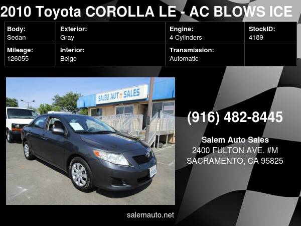 2010 Toyota COROLLA LE - RECENTLY SMOGGED - AC BLOWS ICE COLD - GAS for sale in Sacramento , CA – photo 17