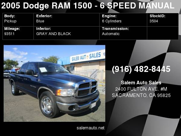 2005 Dodge Ram 1500 - 6 SPEED MANUAL TRANSMISSION - NEW TIRES - AC... for sale in Sacramento , CA – photo 22