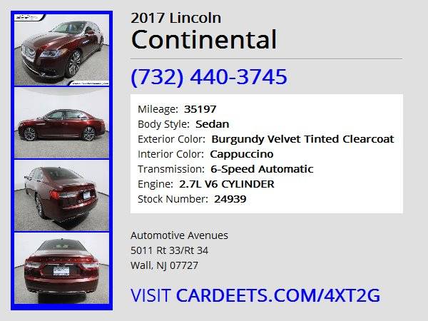 2017 Lincoln Continental, Burgundy Velvet Tinted Clearcoat - cars &... for sale in Wall, NJ – photo 22