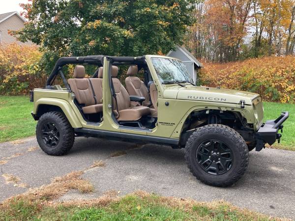 2013 Jeep Wrangler Unlimited Rubicon 4dr Commando Green / Saddle 6... for sale in Waterbury, NY – photo 3