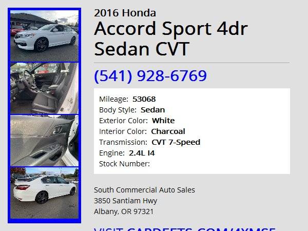 2016 Honda Accord Sport Sedan CVT - cars & trucks - by dealer -... for sale in Albany, OR – photo 11