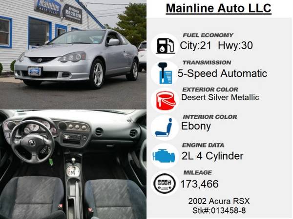 2002 Acura RSX 3dr Sport Cpe Auto - cars & trucks - by dealer -... for sale in Deptford, NJ – photo 3