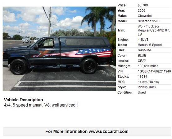 2006 Chevy Silverado LongBed - cars & trucks - by dealer - vehicle... for sale in Pompano Beach, FL – photo 2