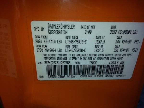 2001 Dogde Ram 2500 long bed for sale in Howell, MI – photo 6
