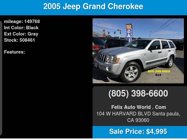 2005 Jeep Grand Cherokee 4dr Laredo 4WD www.FelixAutoWorld.com -... for sale in Santa Paula, CA – photo 10
