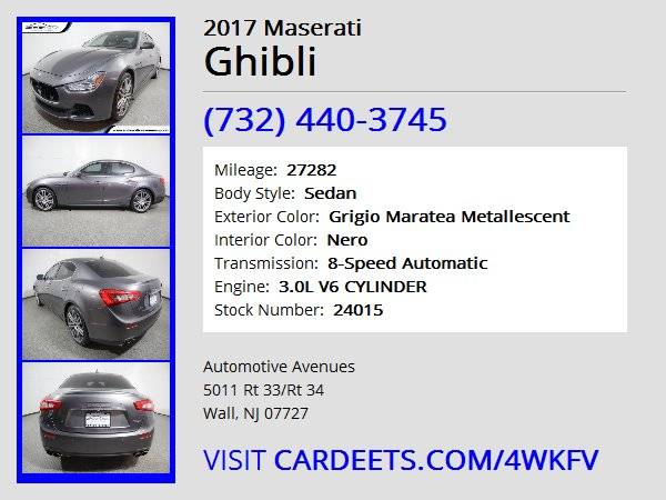 2017 Maserati Ghibli, Grigio Maratea Metallescent - cars & trucks -... for sale in Wall, NJ – photo 22