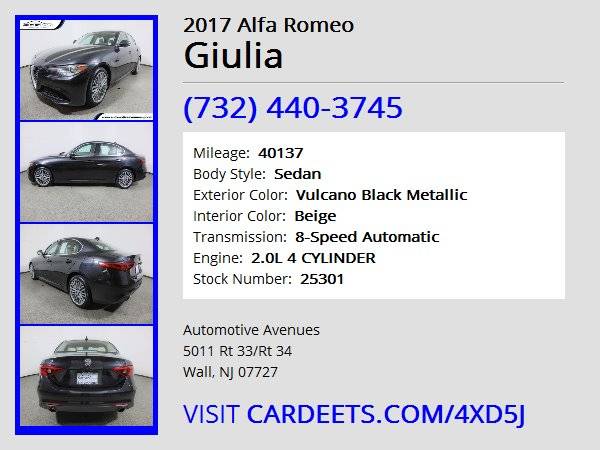 2017 Alfa Romeo Giulia, Vulcano Black Metallic - cars & trucks - by... for sale in Wall, NJ – photo 22