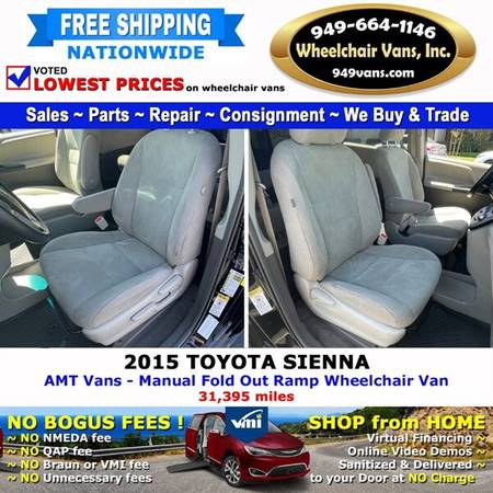 2015 Toyota Sienna L Wheelchair Van AMT Vans - Manual Fold Out Ramp for sale in LAGUNA HILLS, NV – photo 12