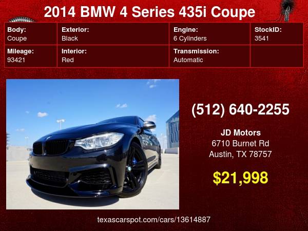 2014 BMW 4 Series 435i *(( M Sport * Red Interior ))* 435 i 8 Speed... for sale in Austin, TX – photo 24