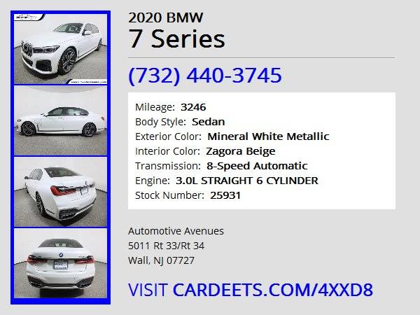 2020 BMW 7 Series, Mineral White Metallic - - by for sale in Wall, NJ – photo 22